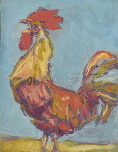 Werkverzeichnis Nr. 679, um 1972, Gelbbrauner Hansi 2, Acryl auf Karton, 48,7 x 37,6 c
